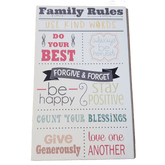 C&F Wooden Family Rules Quote Plaque